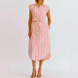 ENTRO Midi Button Down Dress